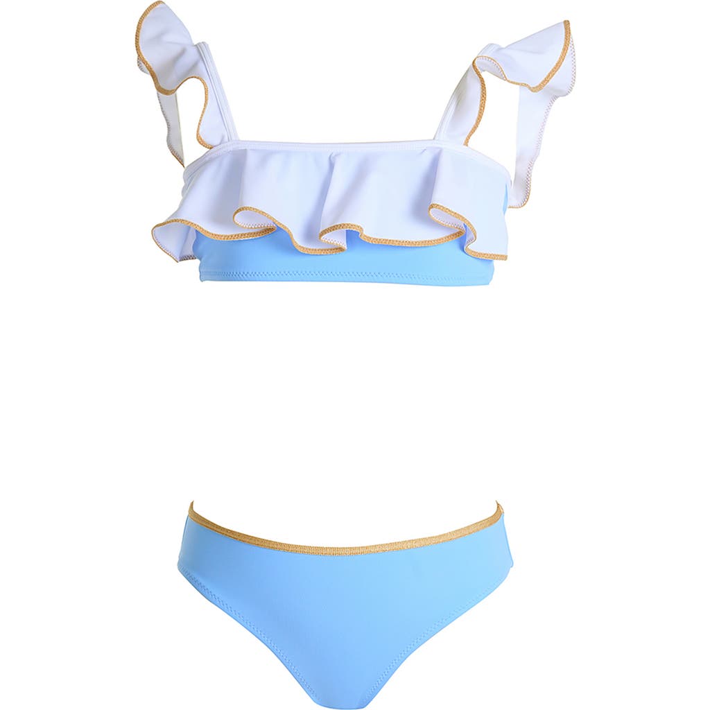 NESSI BYRD NESSI BYRD Ruffled Shoulders with Shimmering Bronze Piping Two-Piece Bikini