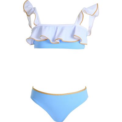 NESSI BYRD NESSI BYRD Ruffled Shoulders with Shimmering Bronze Piping Two-Piece Bikini