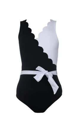 NESSI BYRD NESSI BYRD Scalloped Wrap with Waist Bow One-Piece Swimsuit