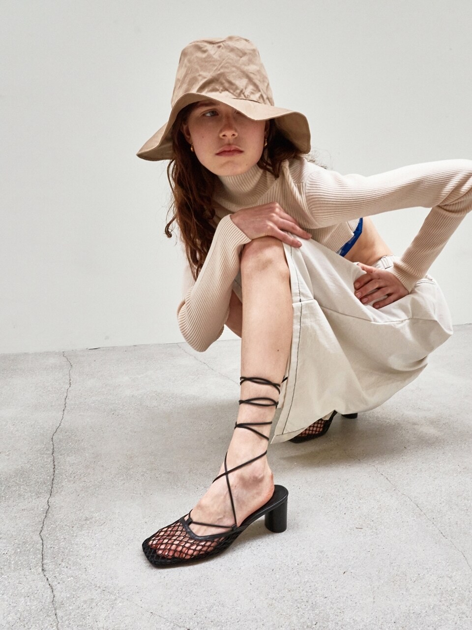 Neute Bloom Mesh Lace-up Sandal_Black