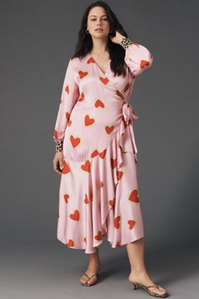 knee length dresses for ladies Self Portrait Girls Mesh Heart Sequin Dress in Pink main image 0