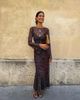 Never Fully Dressed Never Fully Dressed Aria long sleeved mesh maxi dress in chocolate and blue deer print-Multi - 1