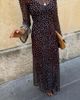 Never Fully Dressed Never Fully Dressed Aria long sleeved mesh maxi dress in chocolate and blue deer print-Multi - 4