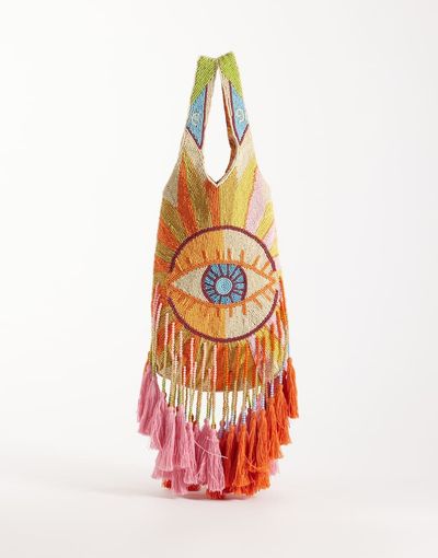 Never Fully Dressed Never Fully Dressed dolce vita beaded eye bag with tassels-Multi