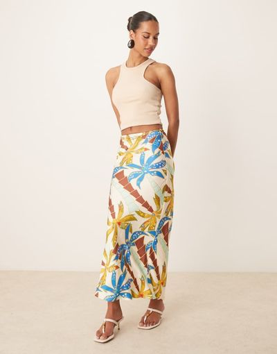Never Fully Dressed Never Fully Dressed Dorris maxi skirt in blue palm print - part of a set
