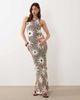 Never Fully Dressed Never Fully Dressed Dorris ribbed maxi skirt in chocolate soleil print - part of a set-Brown - 1