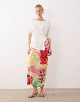 Never Fully Dressed Never Fully Dressed Dorris satin maxi skirt in mixed Dallas print - part of a set-pink