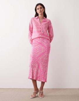 Never Fully Dressed Never Fully Dressed dorris satin maxi skirt in pink paisley - part of a set