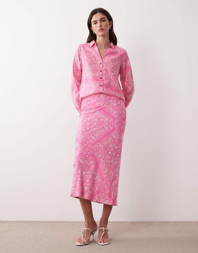 Never Fully Dressed Never Fully Dressed dorris satin maxi skirt in pink paisley - part of a set
