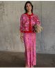 Never Fully Dressed Never Fully Dressed dorris satin maxi skirt in red and pink paisley - 1