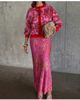 Never Fully Dressed Never Fully Dressed dorris satin maxi skirt in red and pink paisley - 4