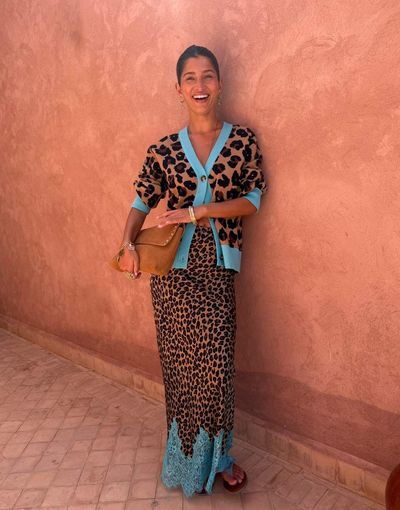 Never Fully Dressed Never Fully Dressed Hannah v neck button down knit cardigan in leopard print-Multi