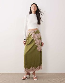 Never Fully Dressed Never Fully Dressed lace midaxi skirt in green