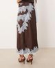 Never Fully Dressed Never Fully Dressed lace trim satin maxi skirt in chocolate - part of a set-Brown - 4