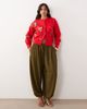 Never Fully Dressed Never Fully Dressed long sleeve button down knit embroidered cardigan in red - 3