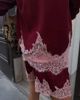Never Fully Dressed Never Fully Dressed long sleeve lace hem detail knit sweater in burgundy-Red - 3