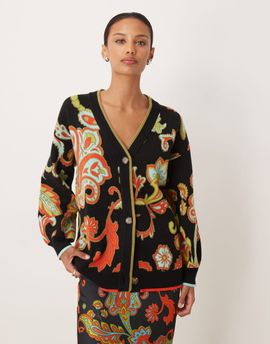 Never Fully Dressed Never Fully Dressed longline cardigan in black paisley - part of a set
