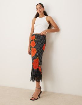 Never Fully Dressed Never Fully Dressed Maeva midi skirt in poppy print-Multi