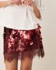 Never Fully Dressed Never Fully Dressed Maeva mini skirt in large sequin in burgundy with lace trim-Red - 2