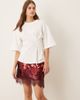 Never Fully Dressed Never Fully Dressed Maeva mini skirt in large sequin in burgundy with lace trim-Red - 3