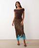 Never Fully Dressed Never Fully Dressed Maeva satin bias maxi skirt with lace detail in leopard print-Multi - 3