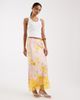 Never Fully Dressed Never Fully Dressed Maeva satin maxi skirt with lace trim hem in pink spot floral-Yellow - 1