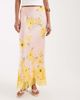 Never Fully Dressed Never Fully Dressed Maeva satin maxi skirt with lace trim hem in pink spot floral-Yellow - 3
