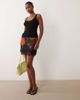 Never Fully Dressed Never Fully Dressed Maeva satin mini skirt with lace trim hem in black poppy print-Multi - 2