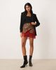 Never Fully Dressed Never Fully Dressed Maeva satin red lace trim mini skirt in cherry leopard print-Multi - 1