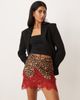 Never Fully Dressed Never Fully Dressed Maeva satin red lace trim mini skirt in cherry leopard print-Multi - 2