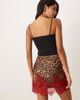 Never Fully Dressed Never Fully Dressed Maeva satin red lace trim mini skirt in cherry leopard print-Multi - 4