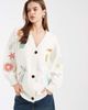 Never Fully Dressed Never Fully Dressed Martha knit embroidered longline button down cardigan in cream-White - 1