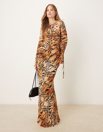 Never Fully Dressed Never Fully Dressed maxi skirt in tiger print - part of a set-Multi
