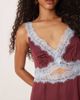 Never Fully Dressed Never Fully Dressed Mimi contrast lace trim satin midaxi dress in burgundy-Purple - 3