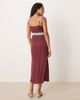 Never Fully Dressed Never Fully Dressed Mimi contrast lace trim satin midaxi dress in burgundy-Purple - 4