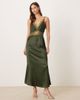 Never Fully Dressed Never Fully Dressed Mimi satin slip midaxi dress in green - 1