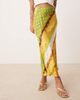 Never Fully Dressed Never Fully Dressed Petite Dorris satin gold fleck maxi skirt in green print-Multi - 3