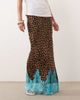 Never Fully Dressed Never Fully Dressed Petite Maeva satin bias maxi skirt with lace detail in leopard print-Multi - 2