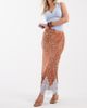 Never Fully Dressed Never Fully Dressed Petite Maeva satin maxi skirt with lace-trim hem in brown fawn print - 3