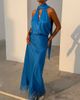 Never Fully Dressed Never Fully Dressed satin high rise lace hem maxi skirt in blue - part of a set - 1