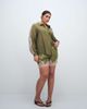 Never Fully Dressed Never Fully Dressed satin lace detail button down shirt in olive - part of a set-Green - 3