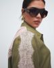 Never Fully Dressed Never Fully Dressed satin lace detail button down shirt in olive - part of a set-Green - 4