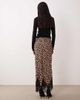Never Fully Dressed Never Fully Dressed satin midi skirt with lace trim hem in leopard print-Multi - 2