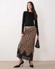 Never Fully Dressed Never Fully Dressed satin midi skirt with lace trim hem in leopard print-Multi - 4