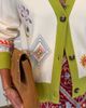 Never Fully Dressed Never Fully Dressed V-neck button down embroidered knit cardigan in cream and green-Multi - 3