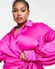 Never Fully Dressed Plus Never Fully Dressed Plus satin wrap mini dress in fuchsia pink - 2