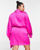 Never Fully Dressed Plus Never Fully Dressed Plus satin wrap mini dress in fuchsia pink - 3