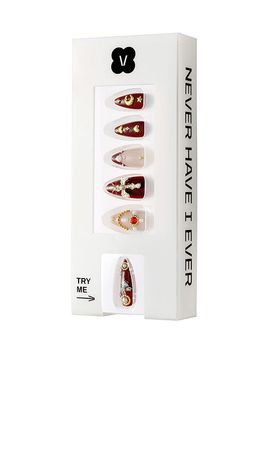 Never Have I Ever Never Have I Ever Burgundy Cherub Press-On Nails