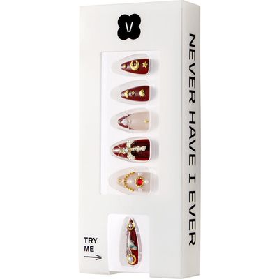 Never Have I Ever Never Have I Ever Burgundy Cherub Red French Tip Press On 
