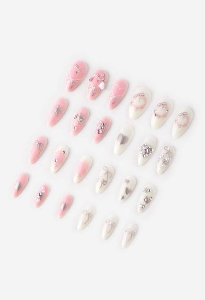 Never Have I Ever Never Have I Ever Hearts Of Pearls Almond Press On Nails